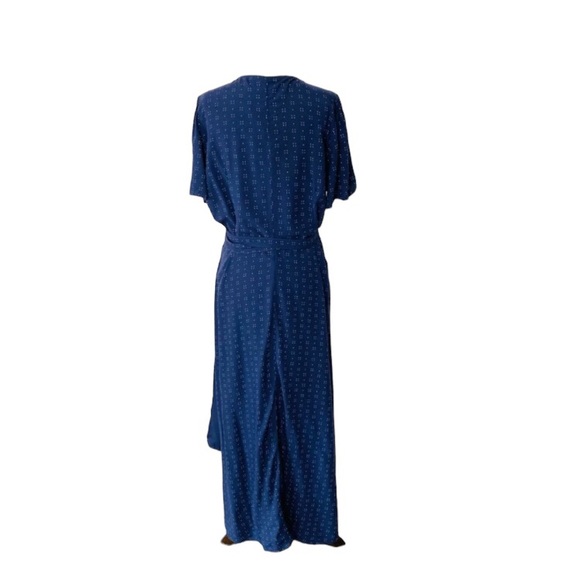 Gap navy blue short sleeve maxi wrap dress with tiny white polka dots, XL - Picture 8 of 11